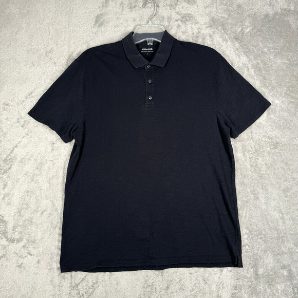 Vince Shirt Mens Large Black Polo Golf Office Preppy Neutral Minimal Athleisure - Picture 2 of 6